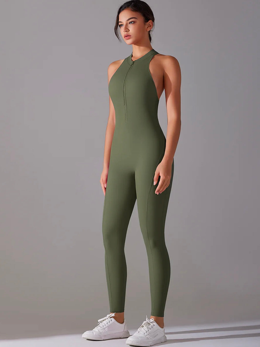 Dark Grey Tummy Control Butt Lifting Ruched Back Detail Shapewear Jumpsuit