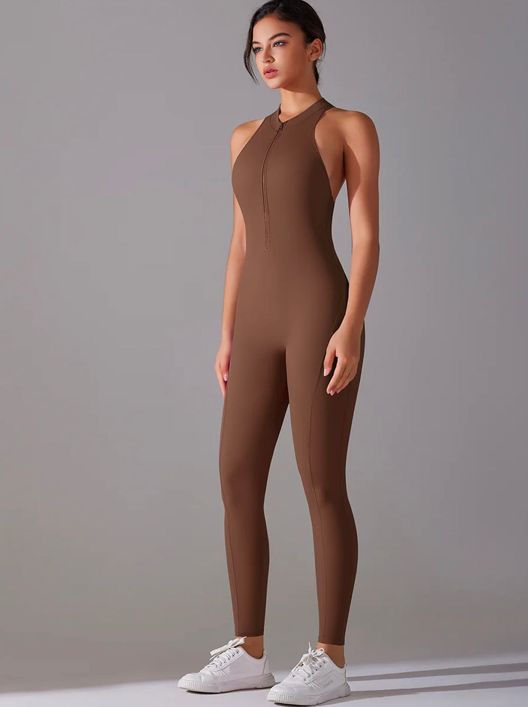 Dark Grey Tummy Control Butt Lifting Ruched Back Detail Shapewear Jumpsuit