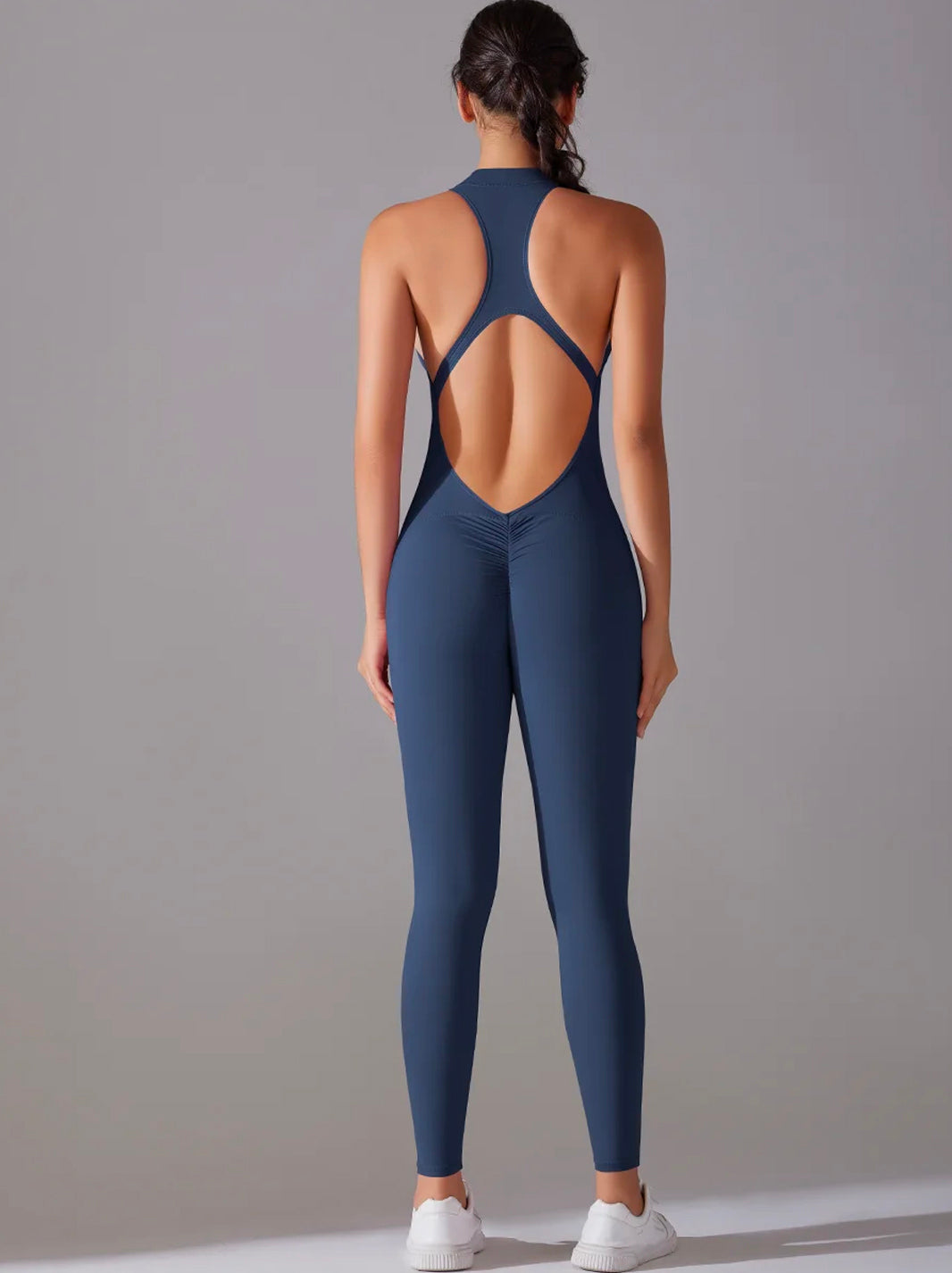 Dark Grey Tummy Control Butt Lifting Ruched Back Detail Shapewear Jumpsuit