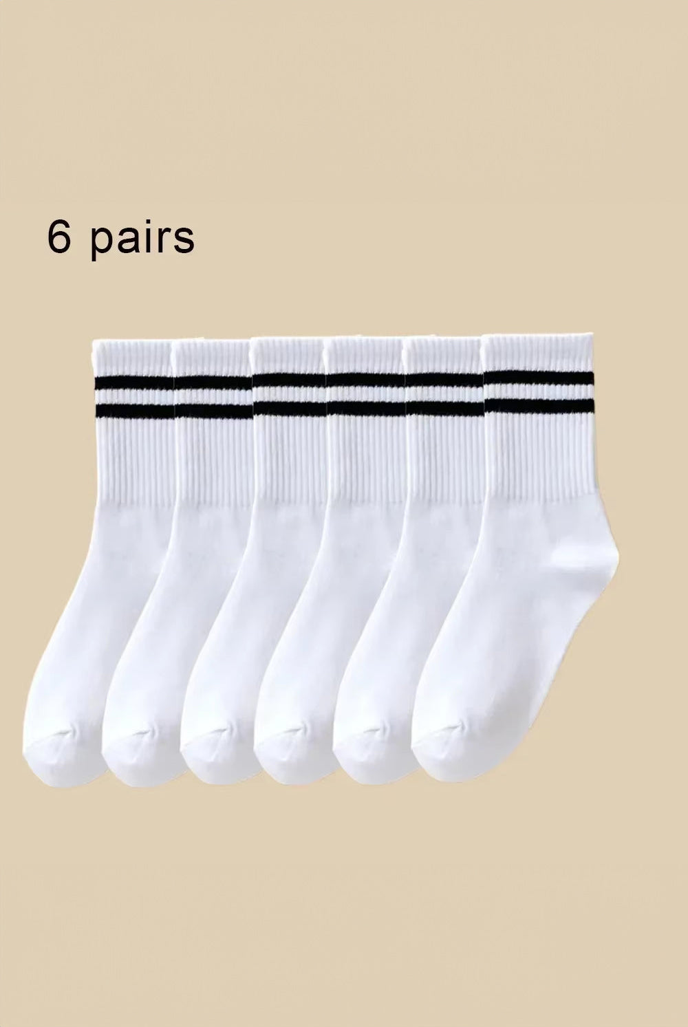 6 Pairs Mid-Tube Socks Solid Colour Breathable Comfortable Socks