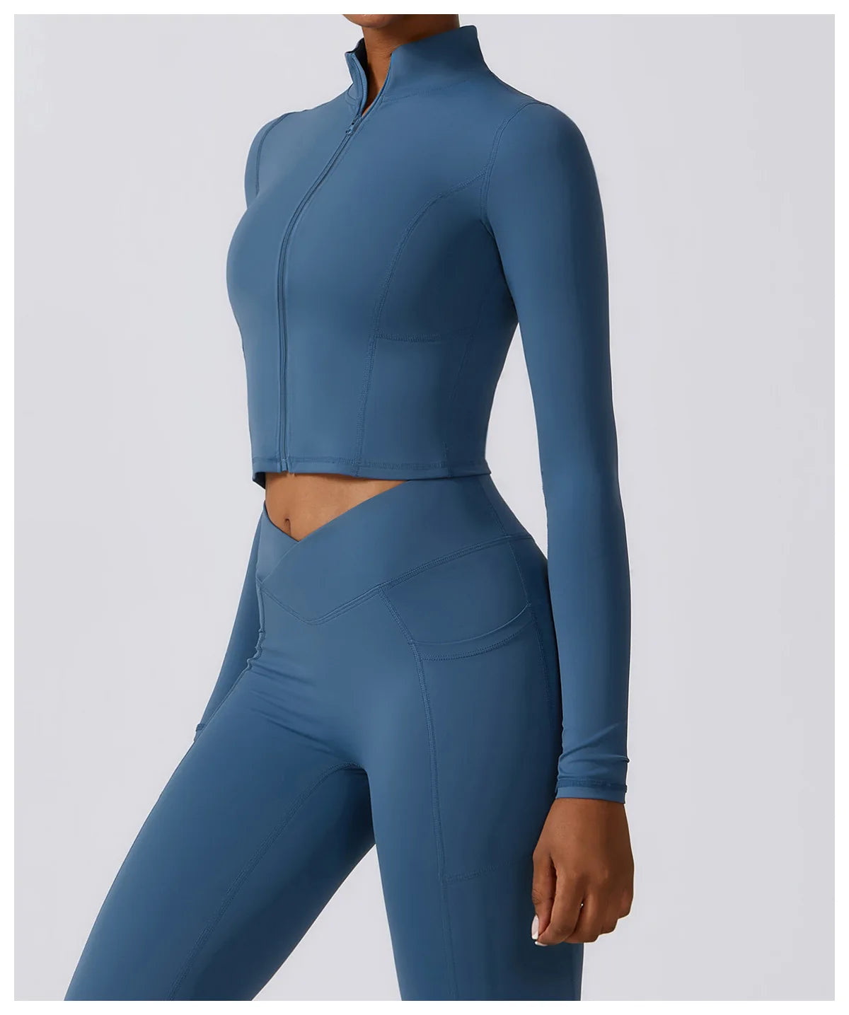 Women's Zip-Up Long Sleeve Sports Top – Slim Fit Workout Jacket