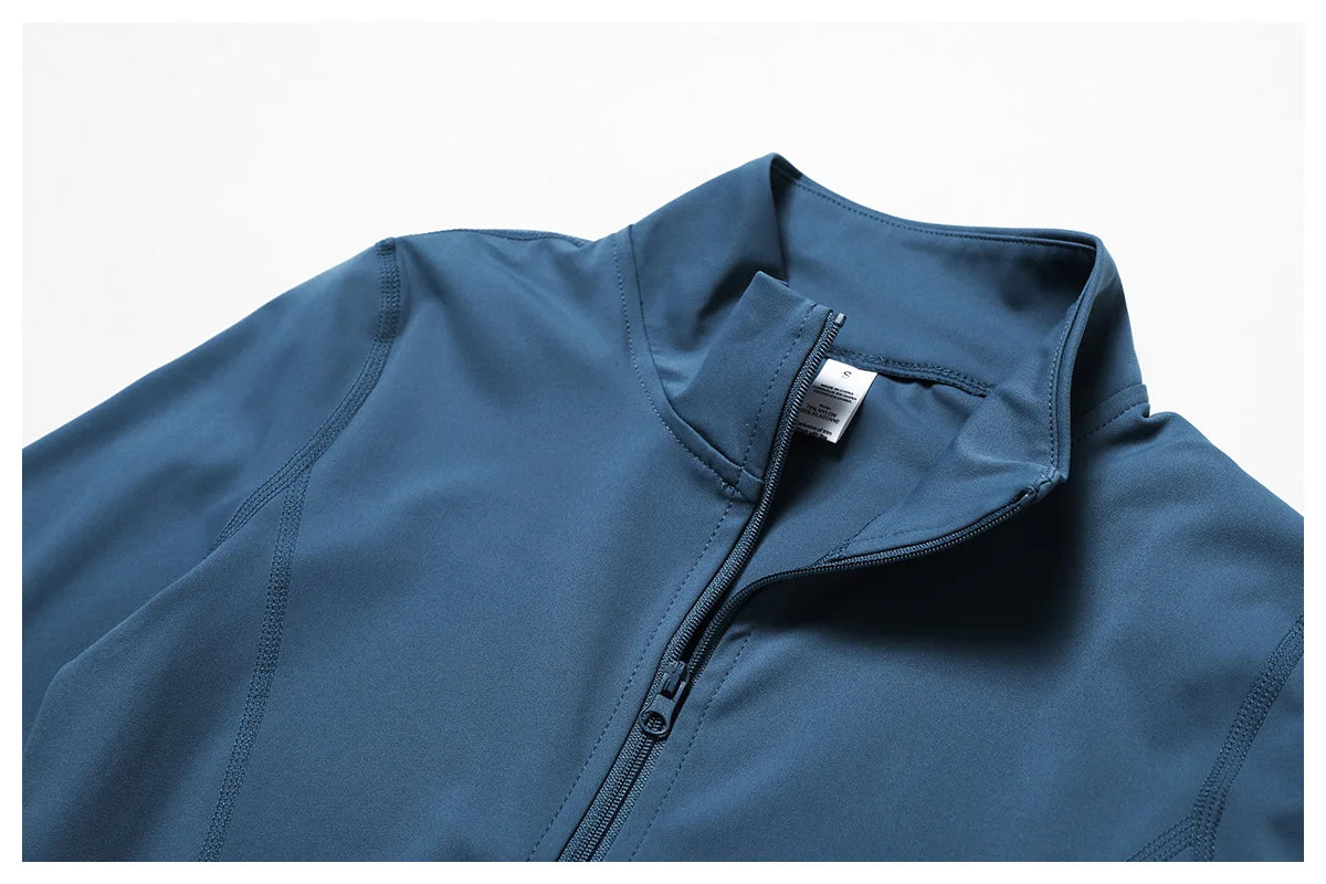Women's Zip-Up Long Sleeve Sports Top – Slim Fit Workout Jacket