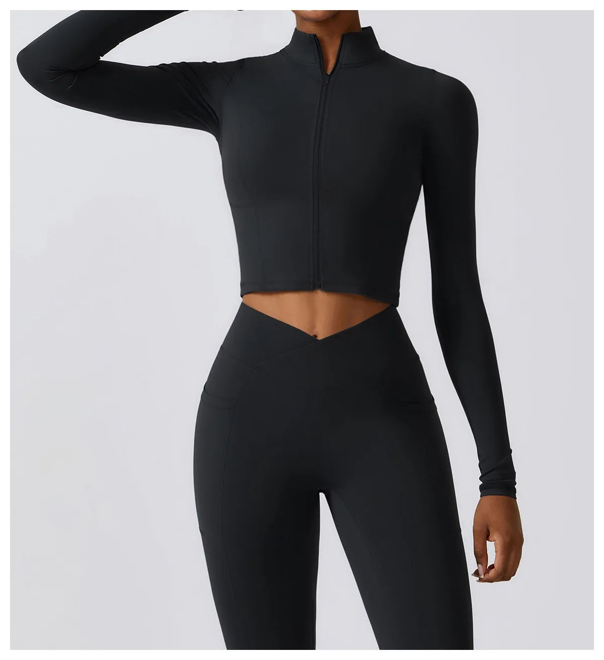 Women's Zip-Up Long Sleeve Sports Top – Slim Fit Workout Jacket