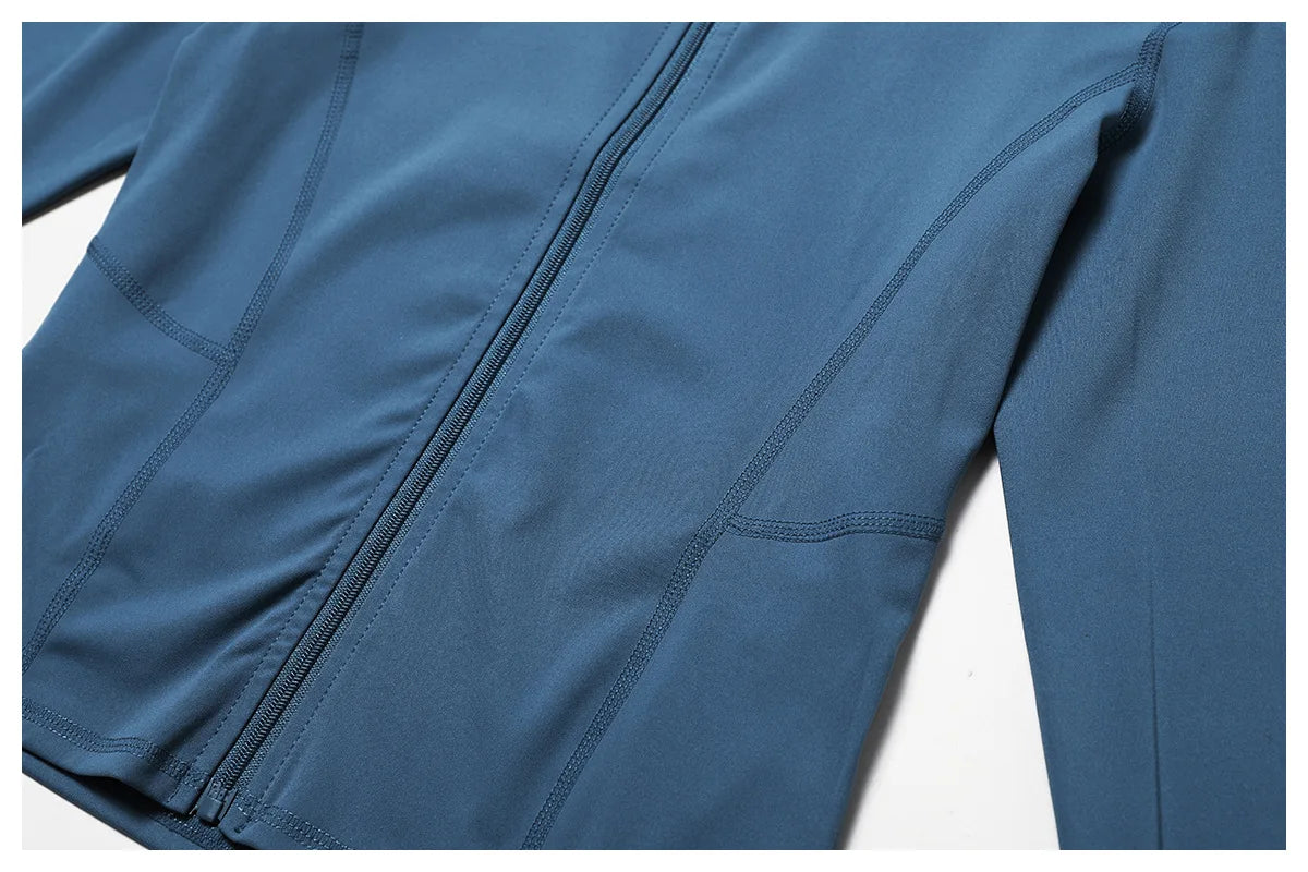 Women's Zip-Up Long Sleeve Sports Top – Slim Fit Workout Jacket