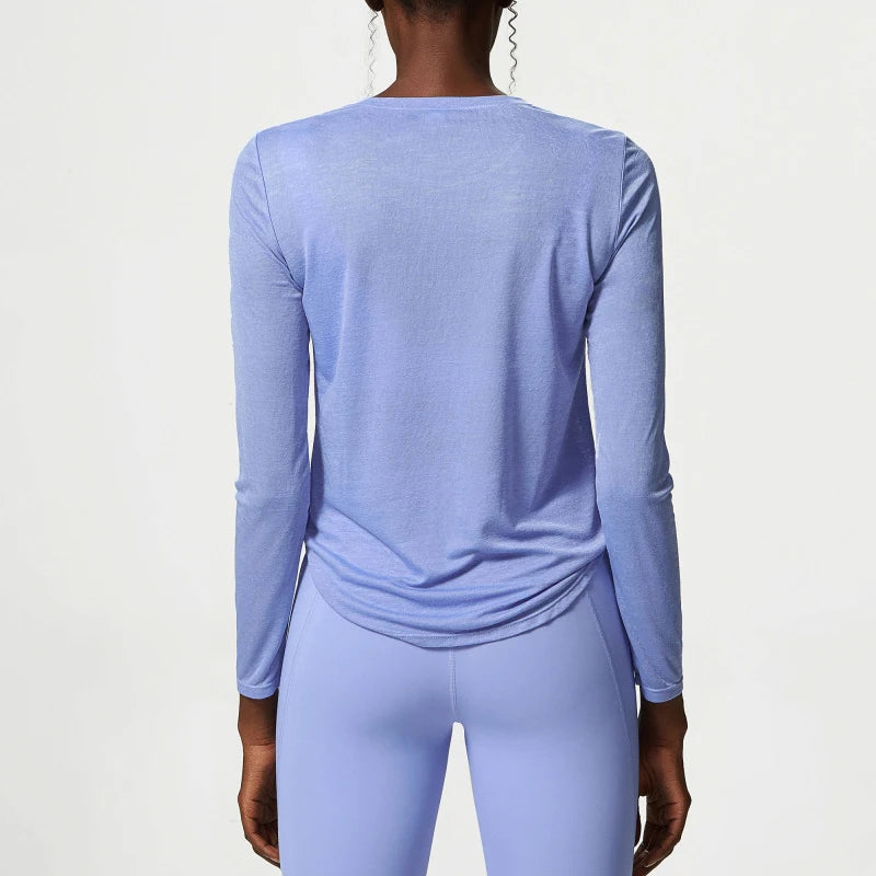 Long Sleeve Side Pleated Loose Workout Top