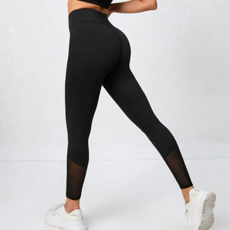 High-Waist Mesh Gym Leggings – Sculpting & Stretchy Yoga Pants