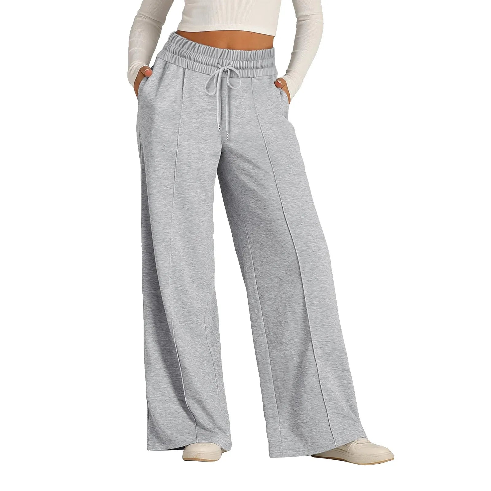 Women's High-Waisted Wide-Leg Sweatpants - Casual Yoga Joggers