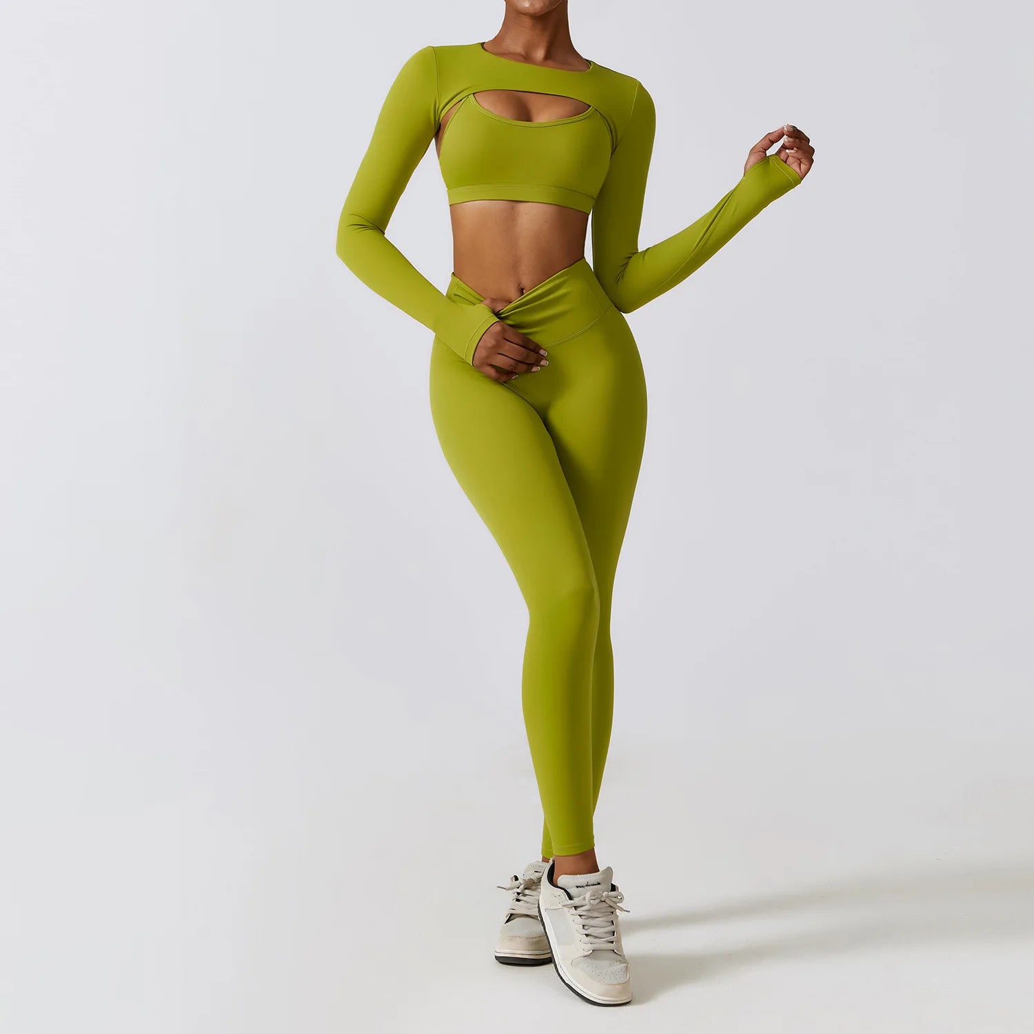 Seamless Long Sleeve Fitness Crop Top & High Waisted Leggings Set