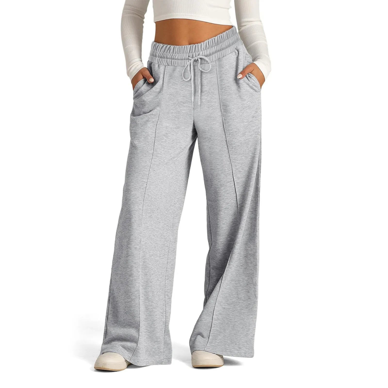 Women's High-Waisted Wide-Leg Sweatpants - Casual Yoga Joggers