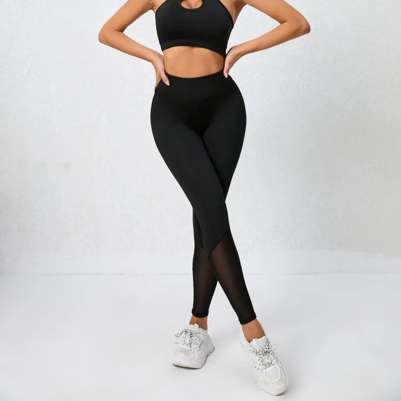 High-Waist Mesh Gym Leggings – Sculpting & Stretchy Yoga Pants