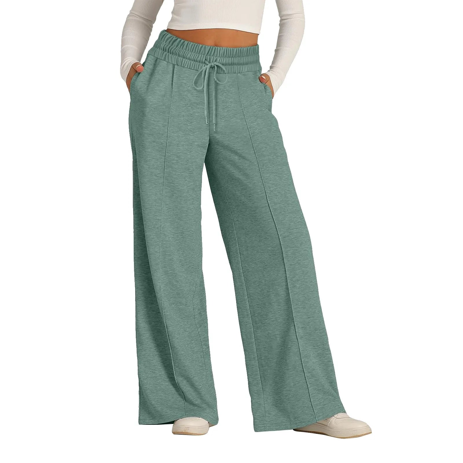 Women's High-Waisted Wide-Leg Sweatpants - Casual Yoga Joggers