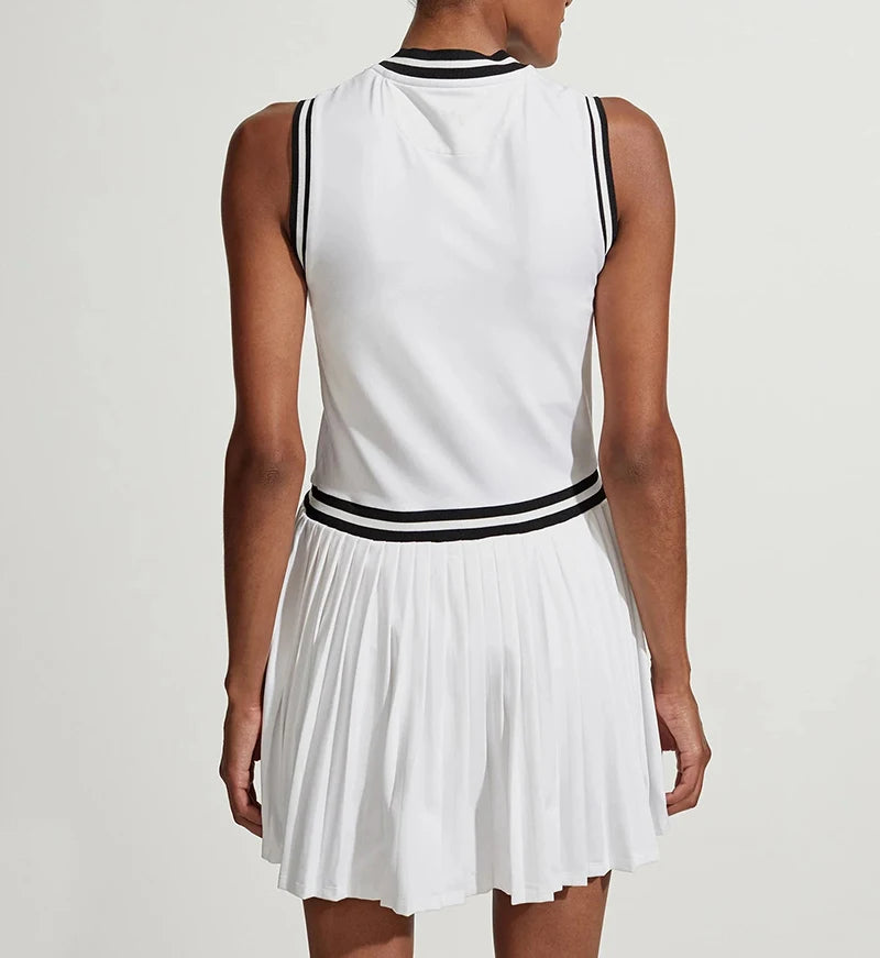 Sport Dress with Shorts - Women’s Tennis & Golf Outfit, Sleeveless with Zipper