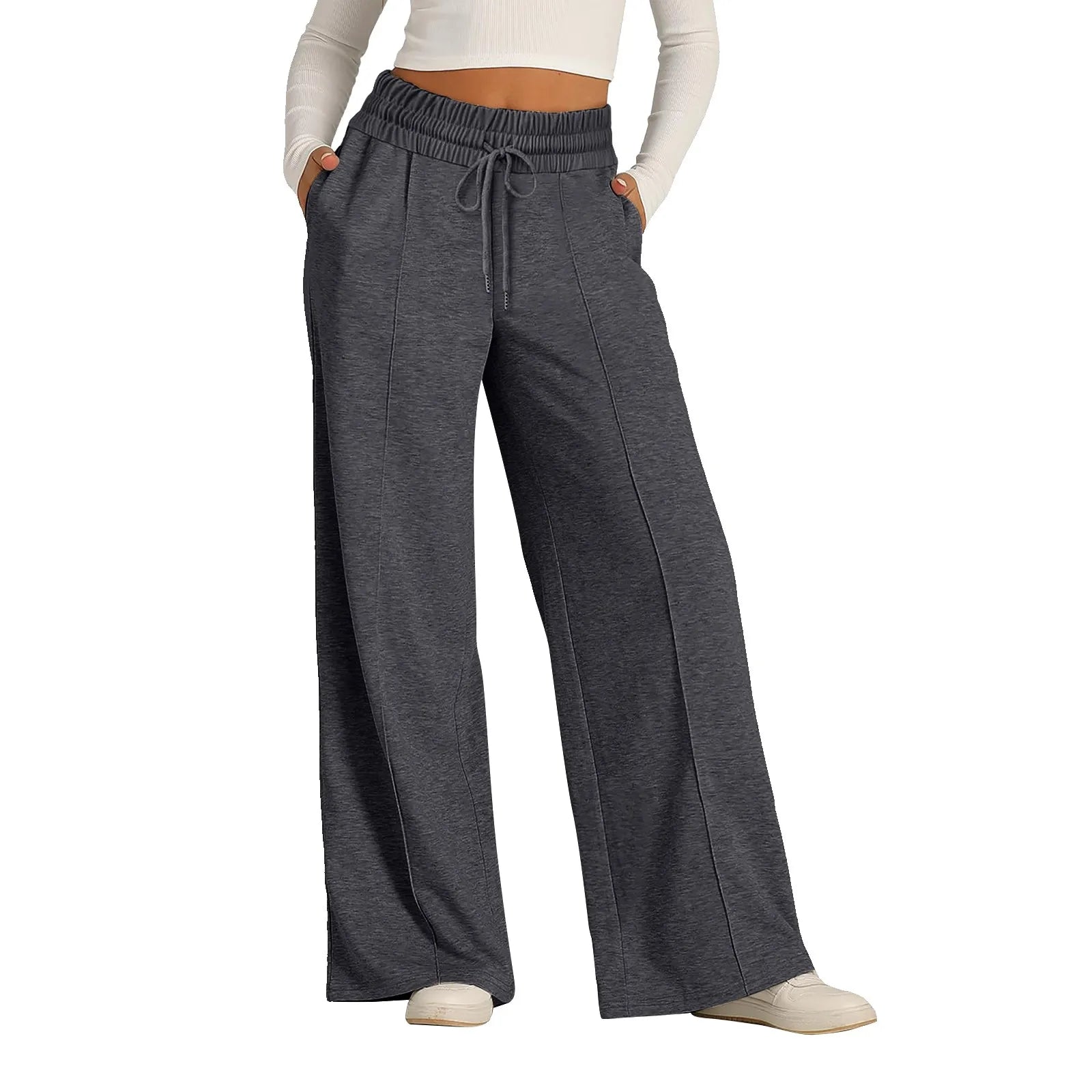 Women's High-Waisted Wide-Leg Sweatpants - Casual Yoga Joggers
