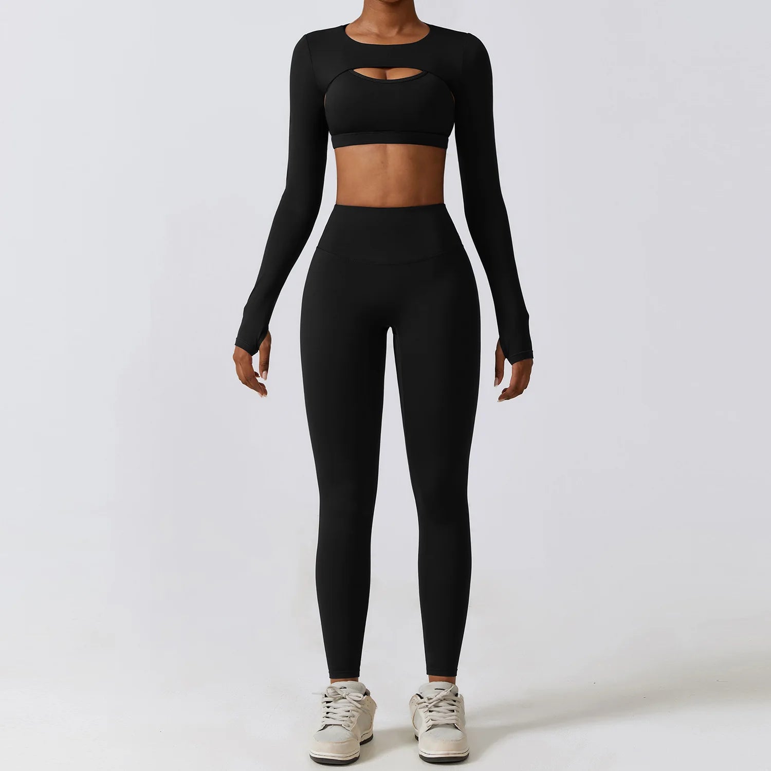 Seamless Long Sleeve Fitness Crop Top & High Waisted Leggings Set