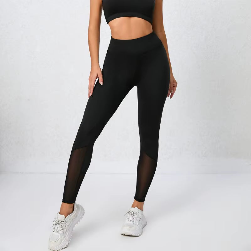 High-Waist Mesh Gym Leggings – Sculpting & Stretchy Yoga Pants