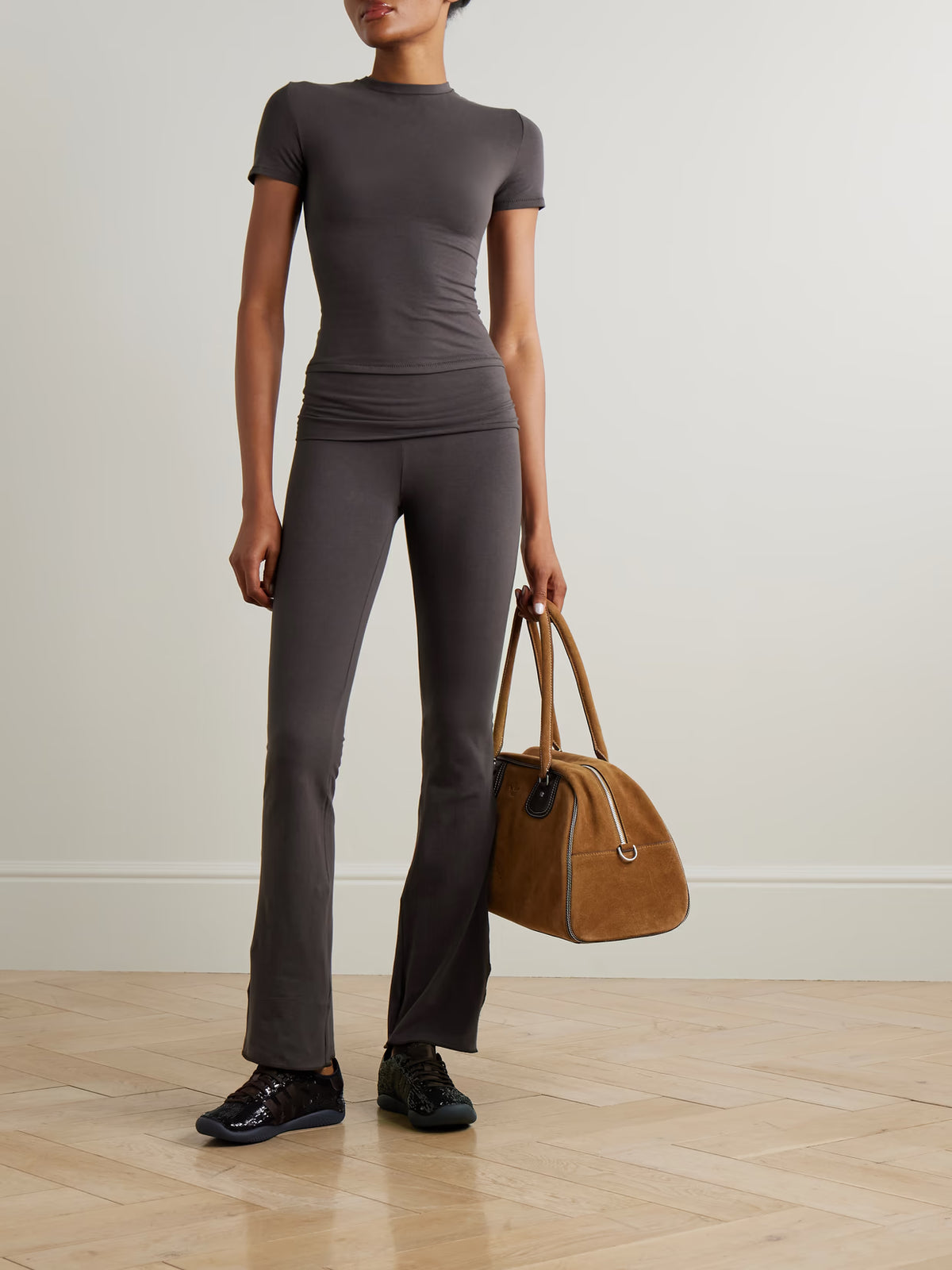 SKIMS - Stretch-cotton Jersey Foldover Pants - Iron