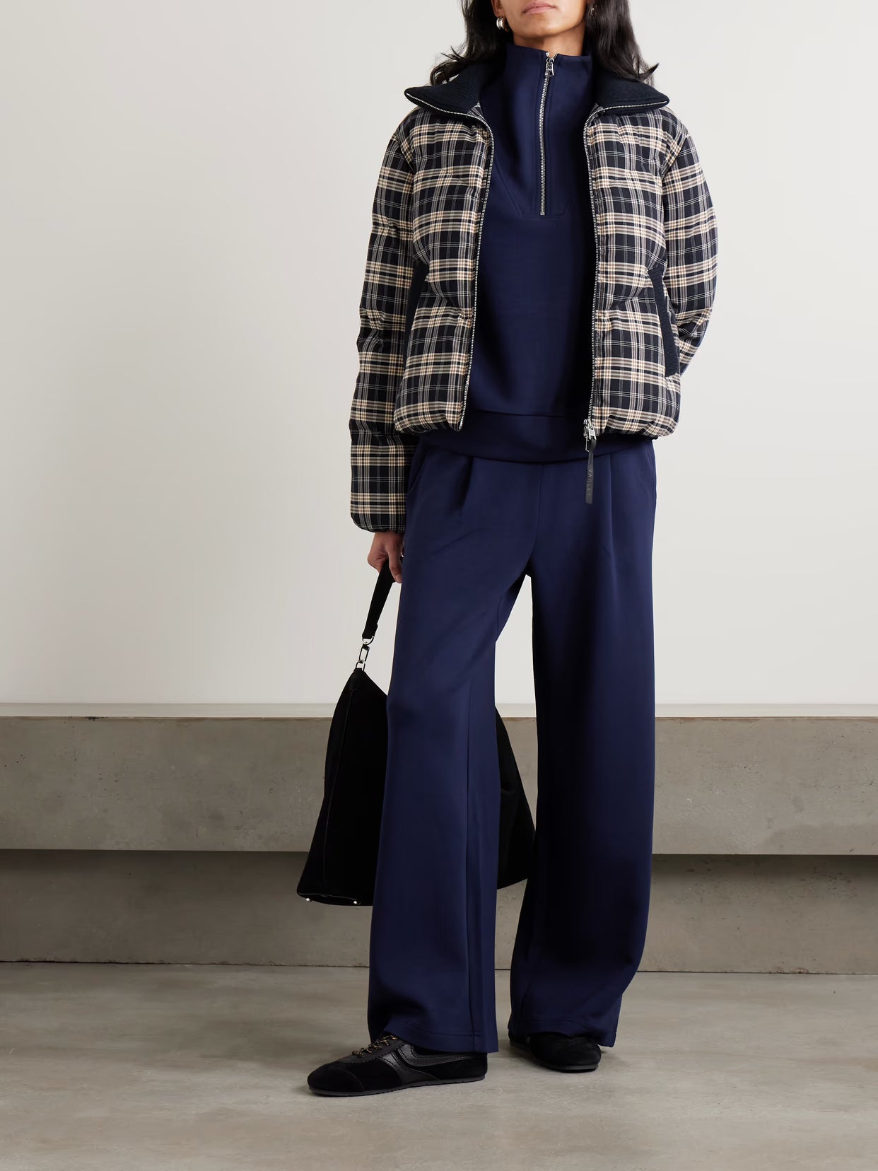 Varley - Bryony Ribbed Knit-trimmed Quilted Checked Ski Jacket - Blue