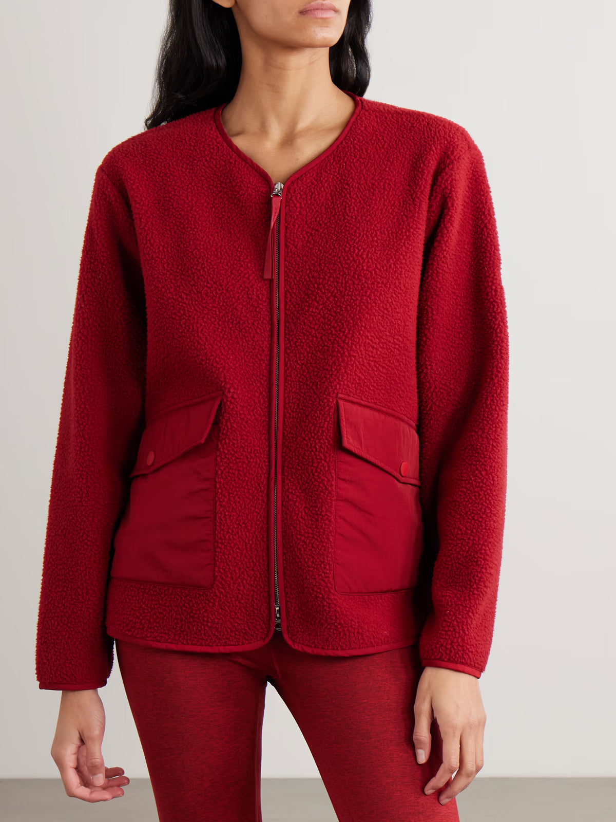 Varley - Marina Shell-trimmed Recycled-fleece Jacket - Red