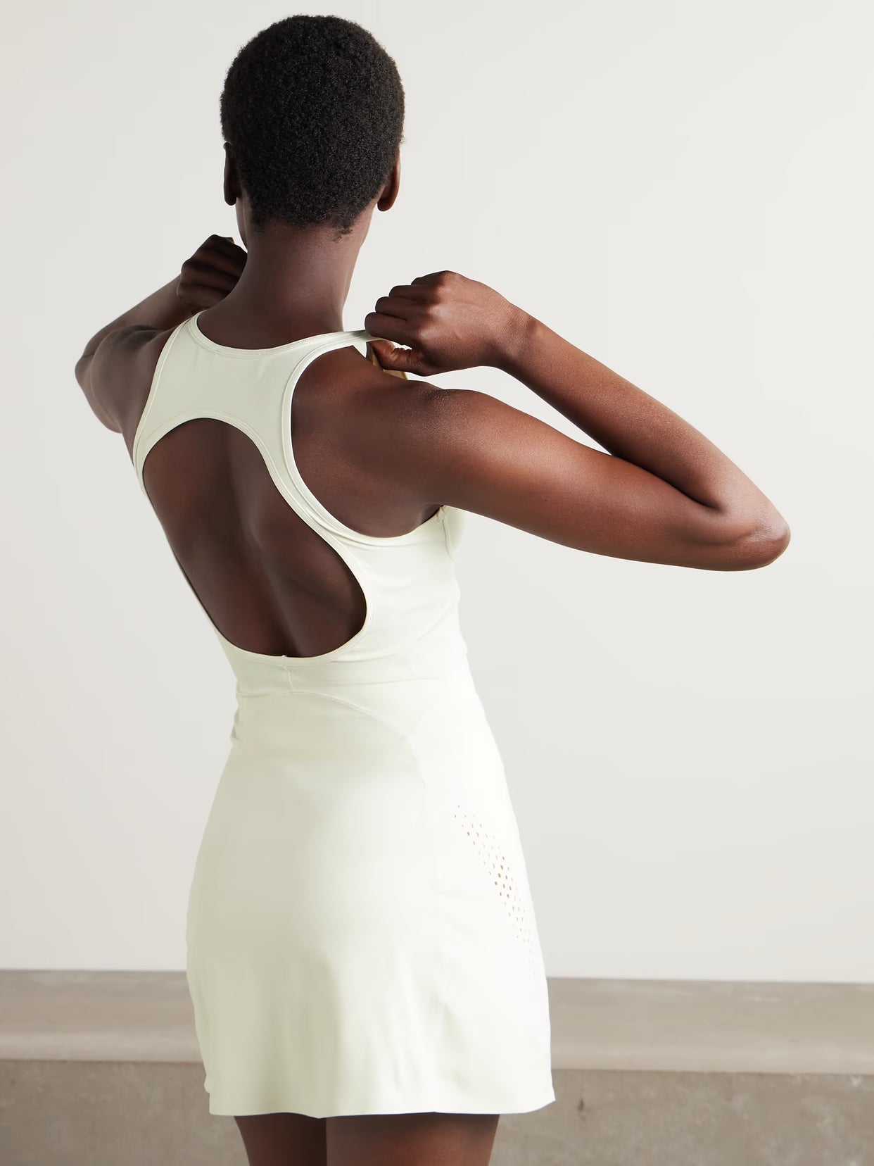 adidas by Stella McCartney - Perforated Recycled Tennis Dress And Shorts - Cream