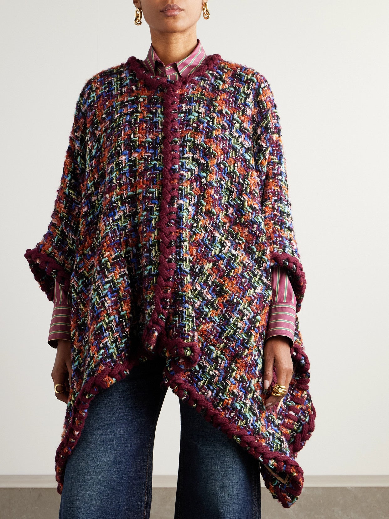Etro - Tweed Poncho - Brown