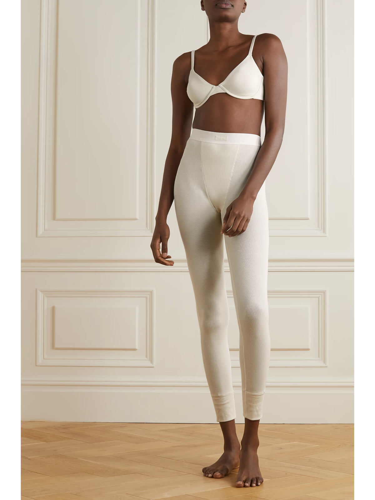 SKIMS - Thermal Ribbed Cotton-blend Leggings - Bone