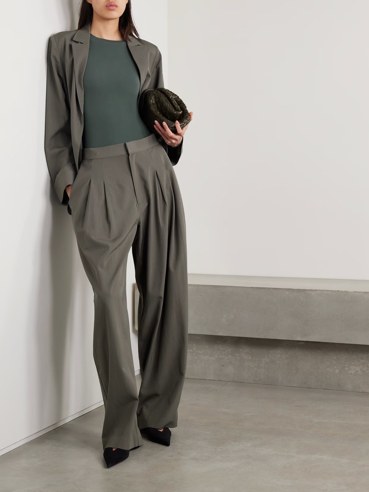 SKIMS - Fits Everybody Stretch-jersey Thong Bodysuit - Deep Sea