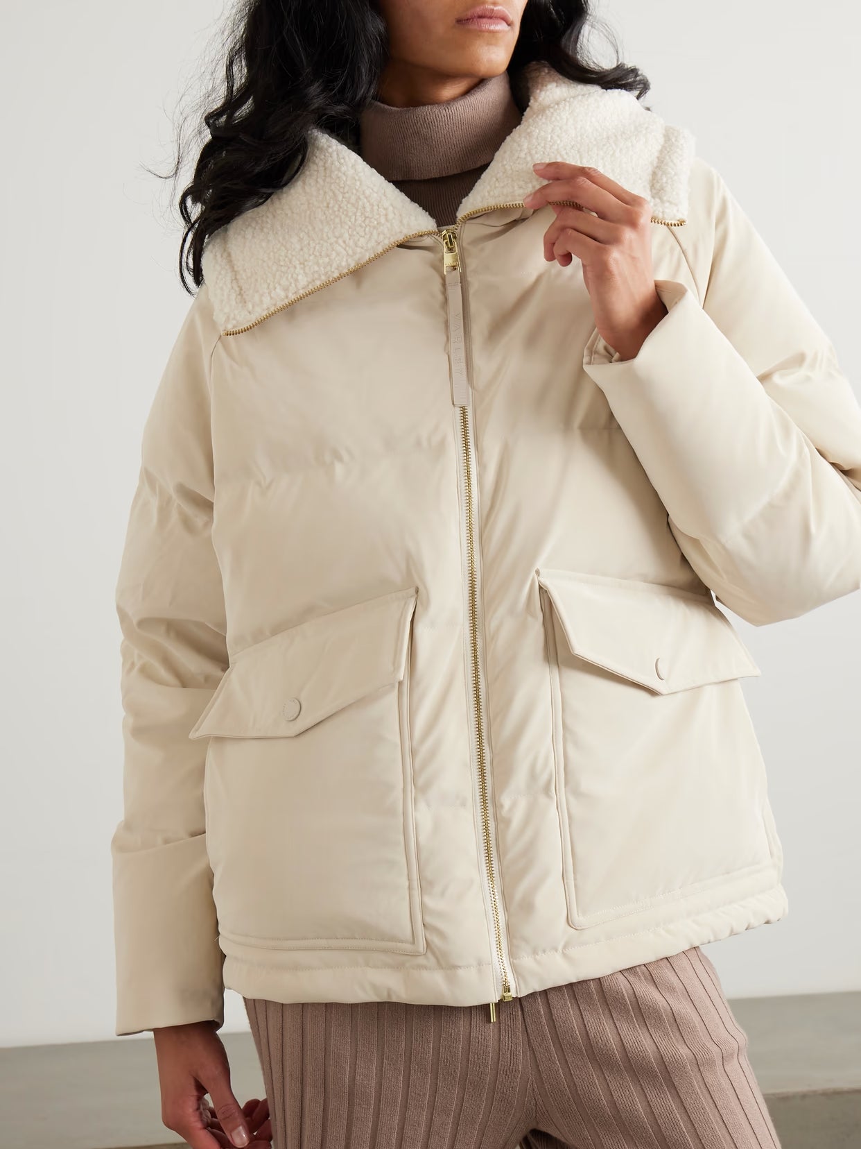 Varley - Roseville Faux Shearling-trimmed Faux Nubuck Down Jacket - Cream