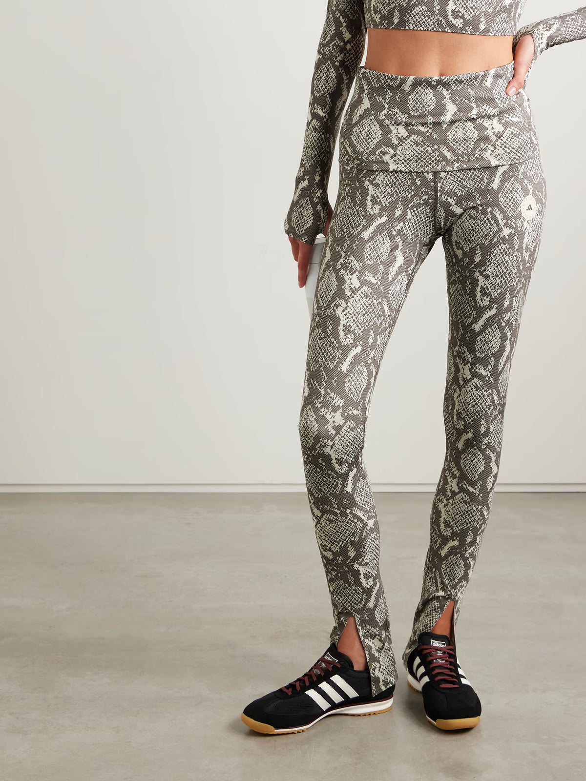 adidas by Stella McCartney - Snake-print Recycled-stretch Leggings - Gray