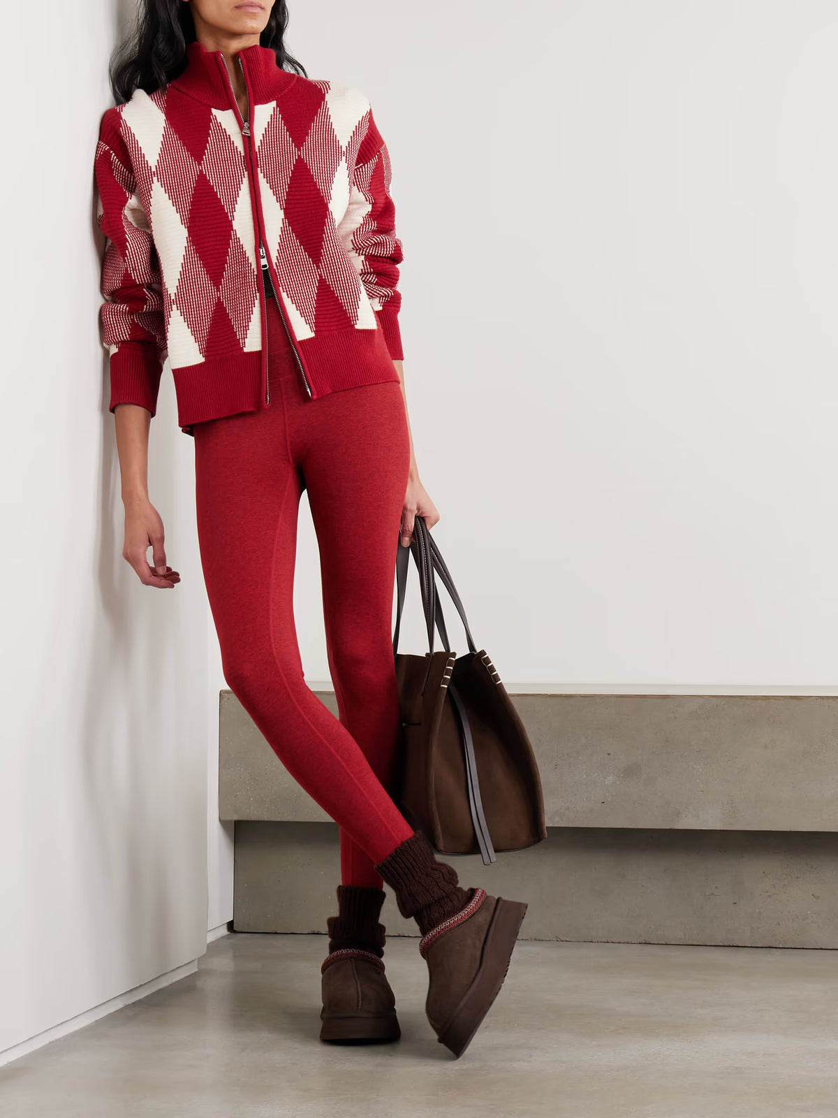 Varley - Karina Jacquard-knit Cardigan - Red