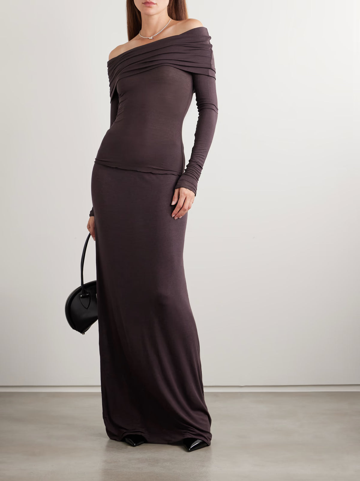 SKIMS - Sheer Modal-blend Off-shoulder Long-sleeve Top - Phoenix