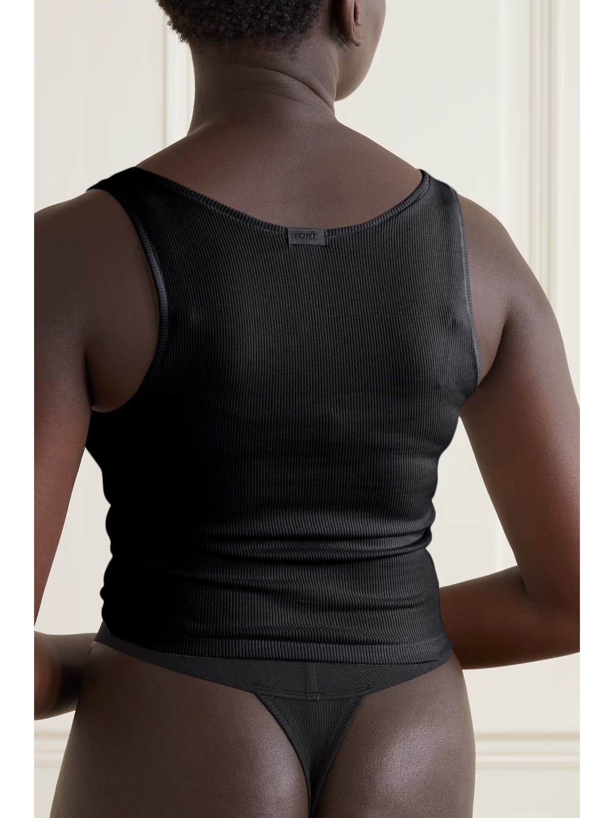 SKIMS - Ribbed Cotton-blend Jersey Tank - Soot