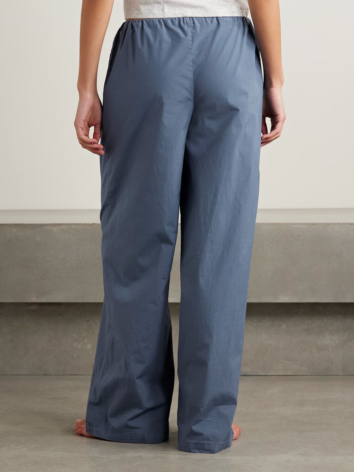 SKIMS - Cotton-blend Poplin Wide-leg Pants - Harbor