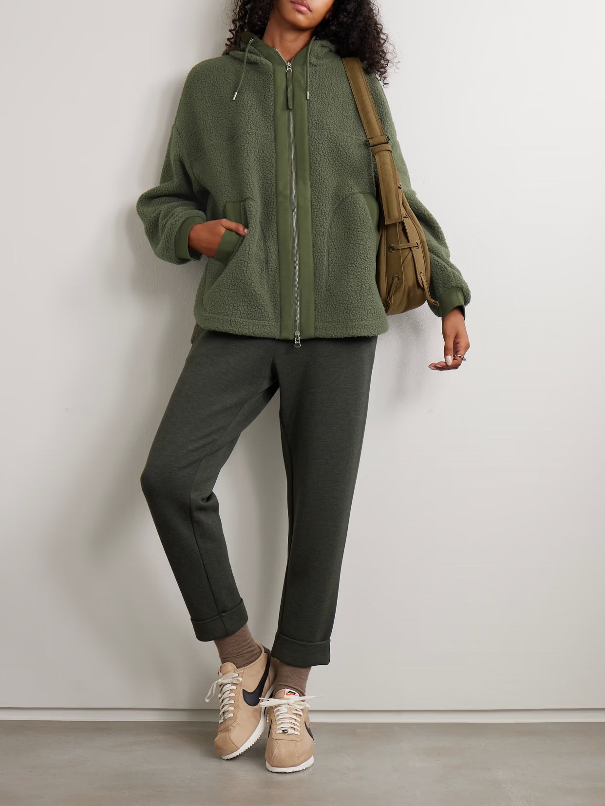 Varley - Fey Hooded Jersey-trimmed Recycled-fleece Jacket - Green