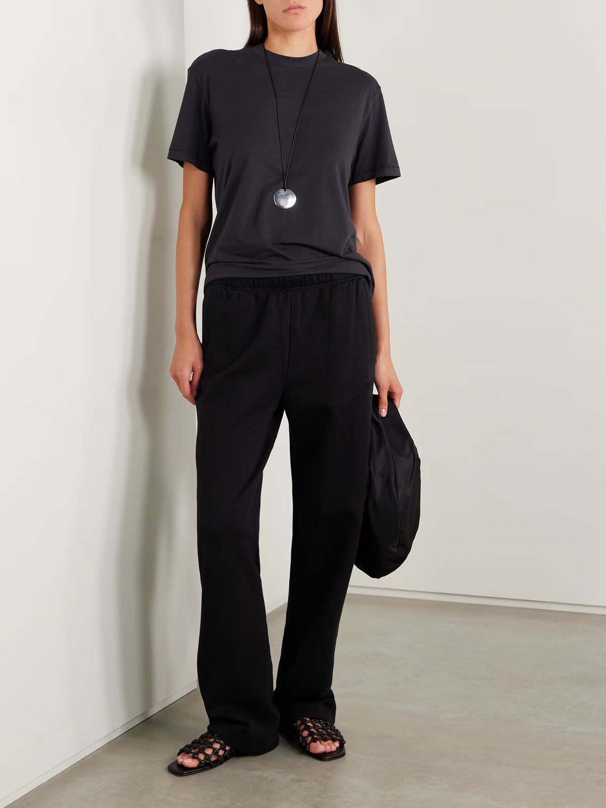 SKIMS - Classic Cotton-blend Jersey Straight-leg Pants - Onyx