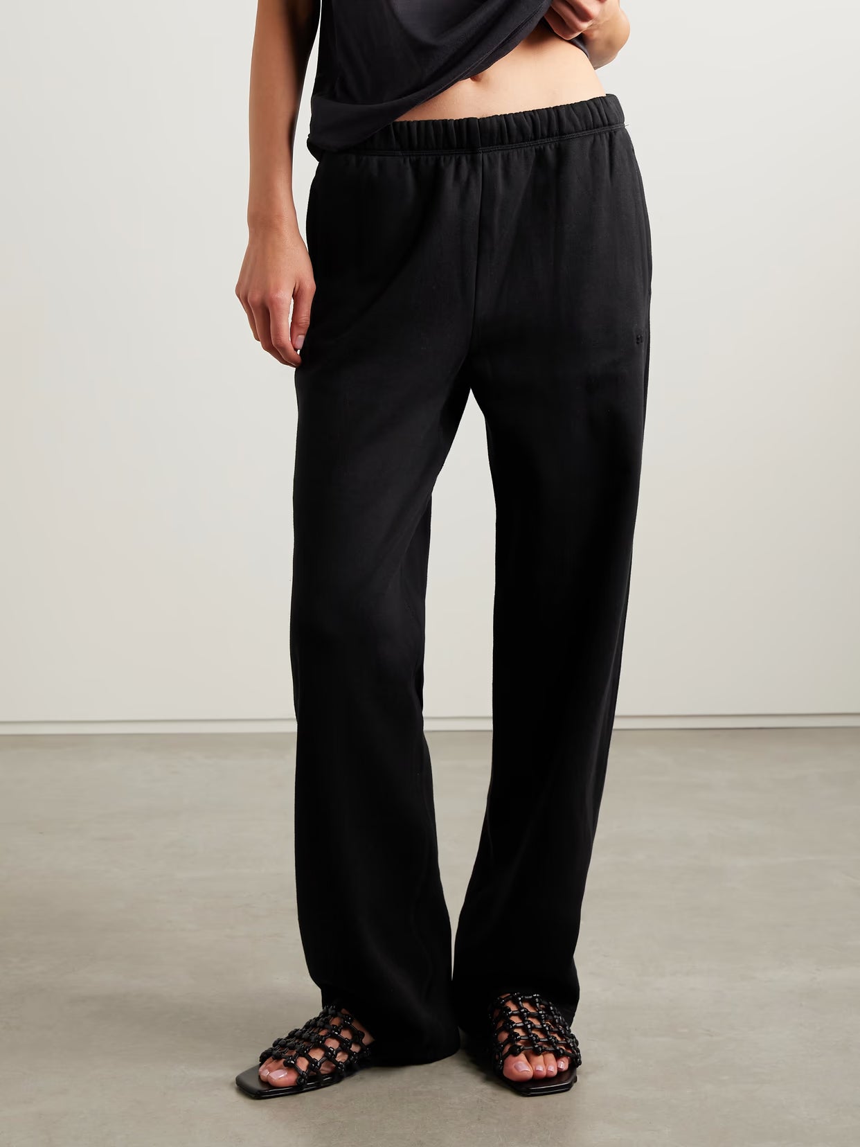 SKIMS - Classic Cotton-blend Jersey Straight-leg Pants - Onyx