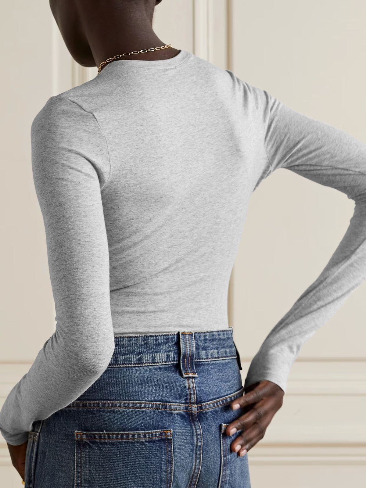 SKIMS - Stretch-cotton Jersey Top - Light Heather Gray