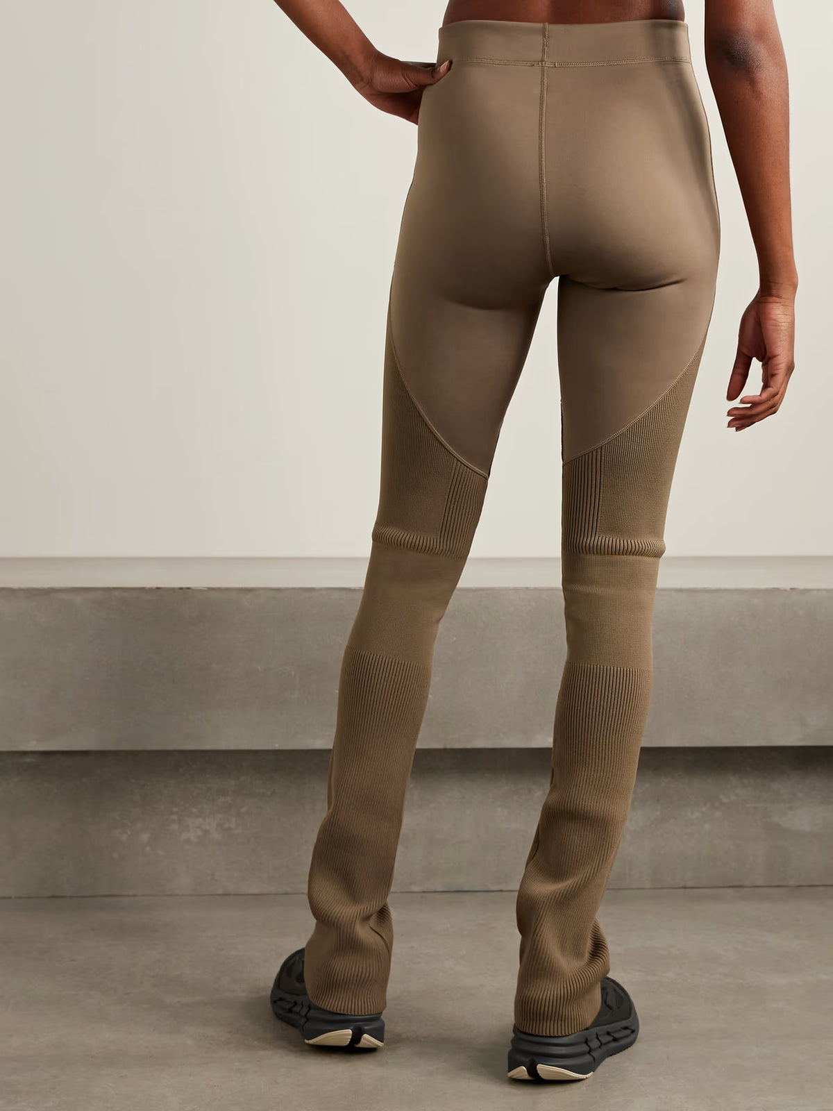 adidas by Stella McCartney - Paneled Stretch Recycled And Ribbed-knit Leggings - Brown