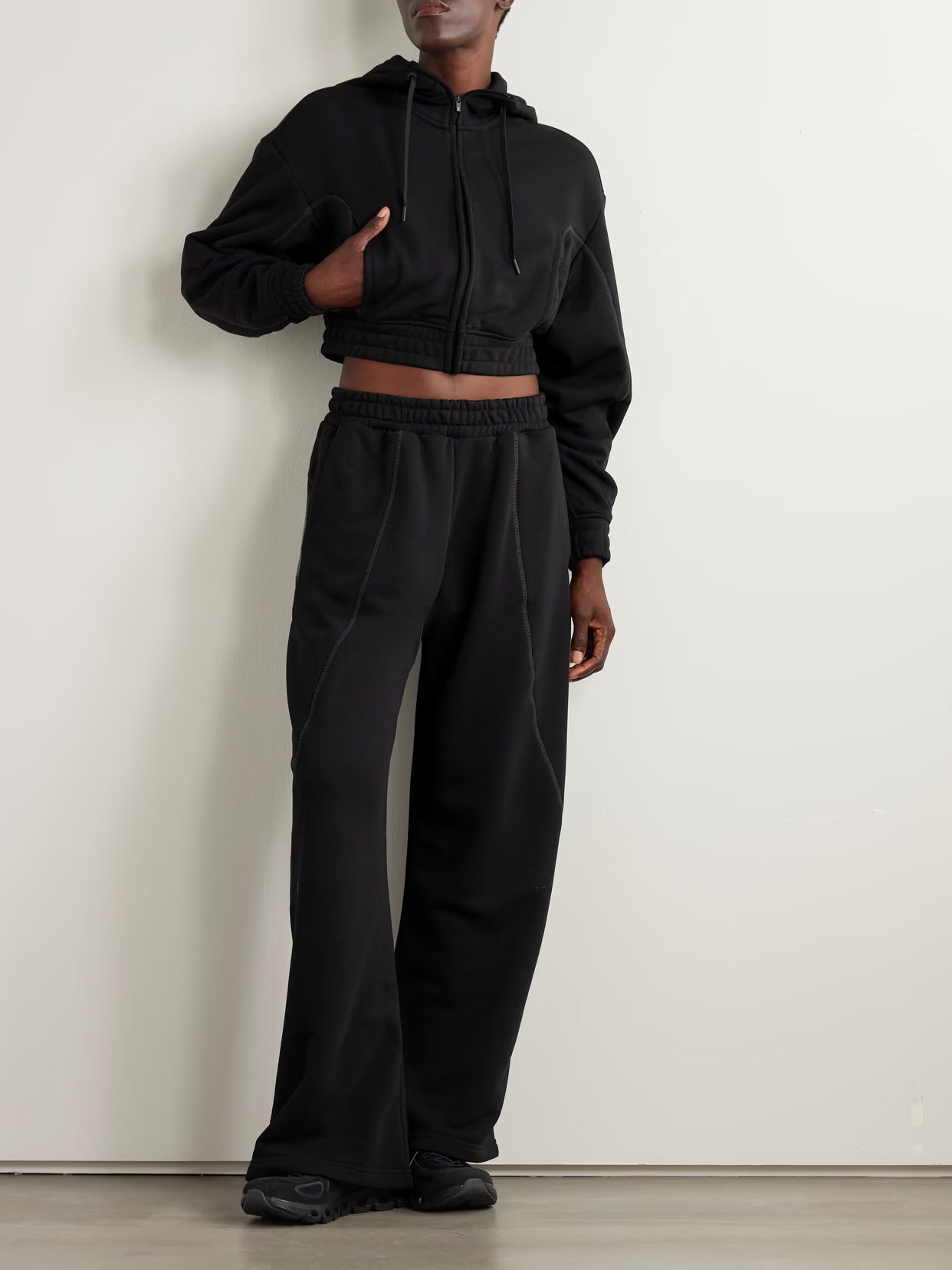 ON - + Fka Twigs Club Cotton-blend Jersey Wide-leg Track Pants - Black