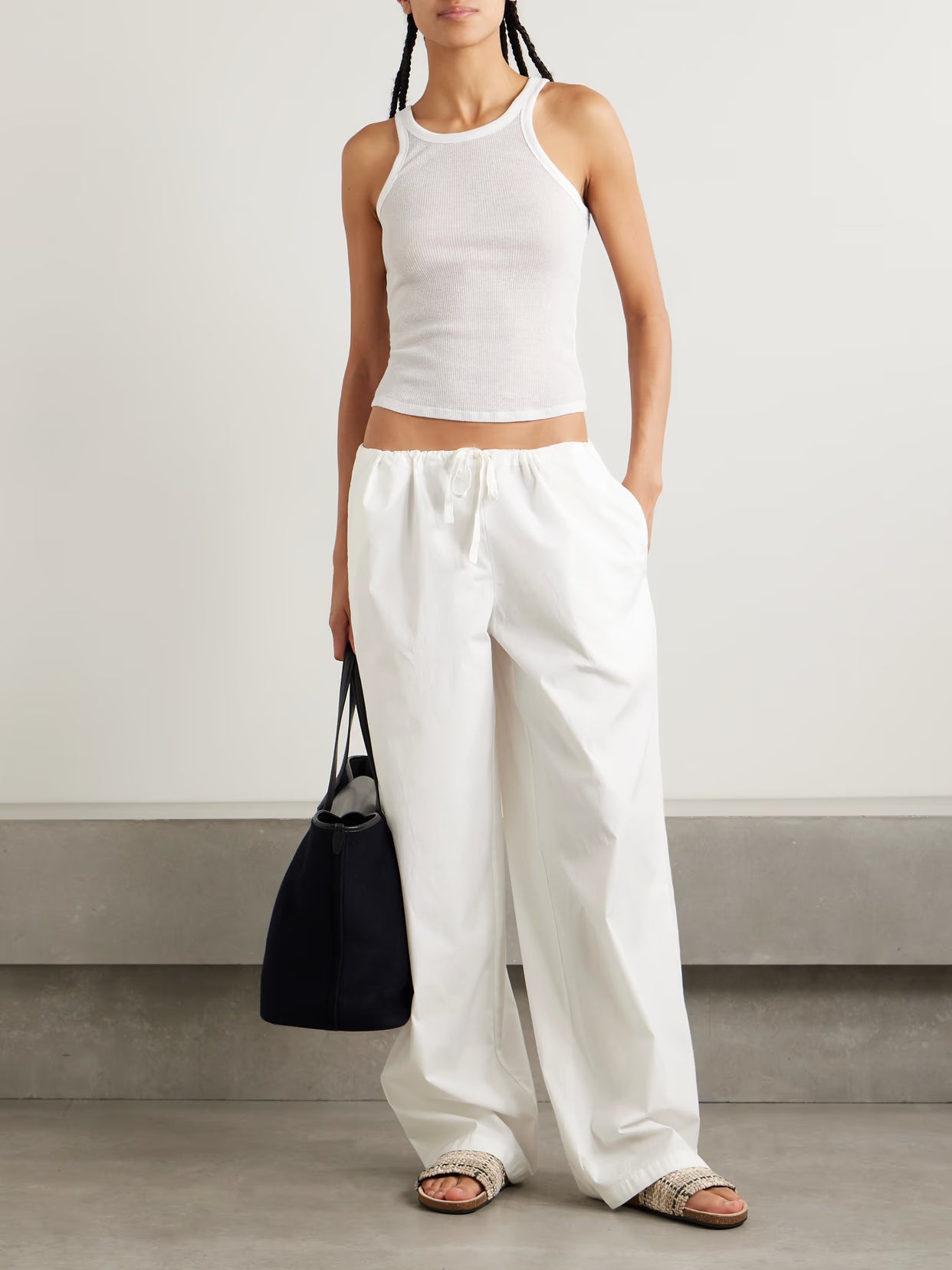 SKIMS - Cotton-blend Poplin Wide-leg Pants - Snow