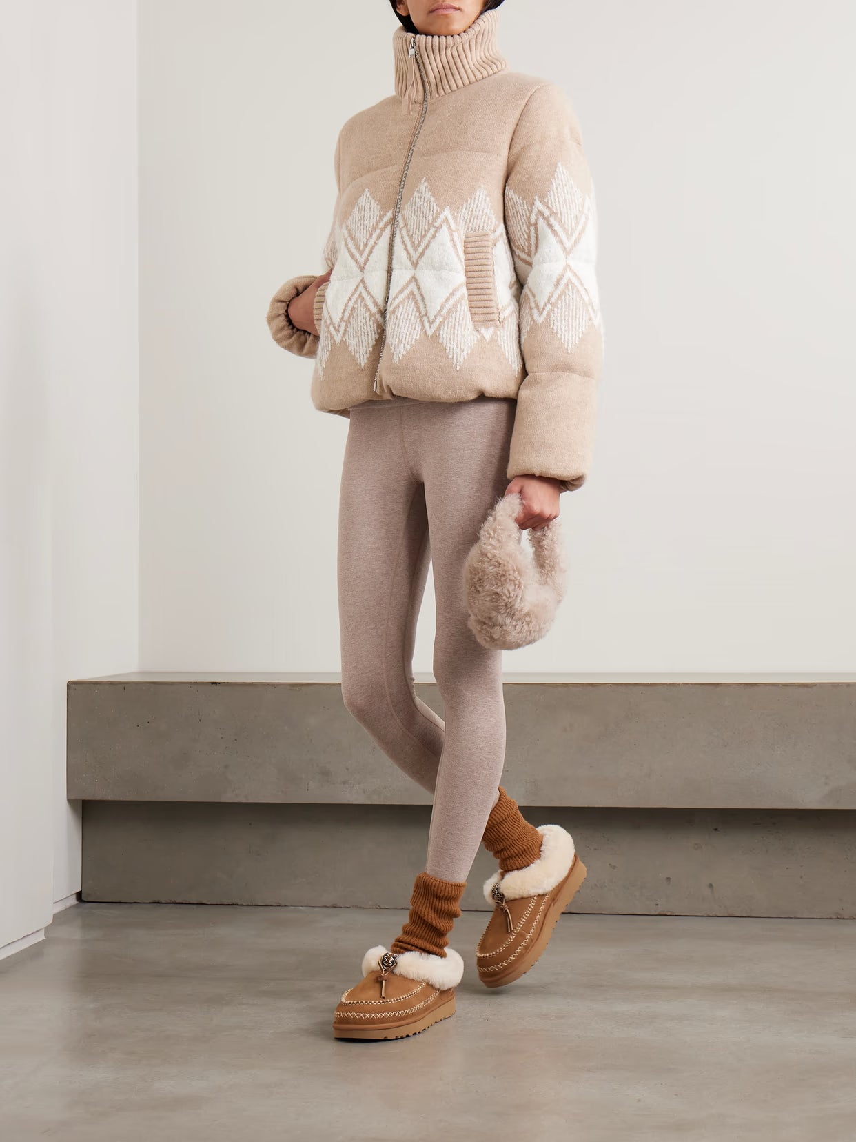 Varley - Belinda Padded Fair Isle Knitted Jacket - Brown