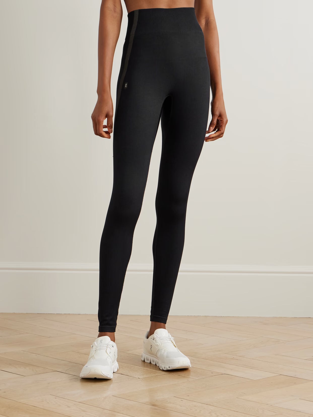 ON - Studio Striped Ribbed Stretch Recycled Leggings - Black