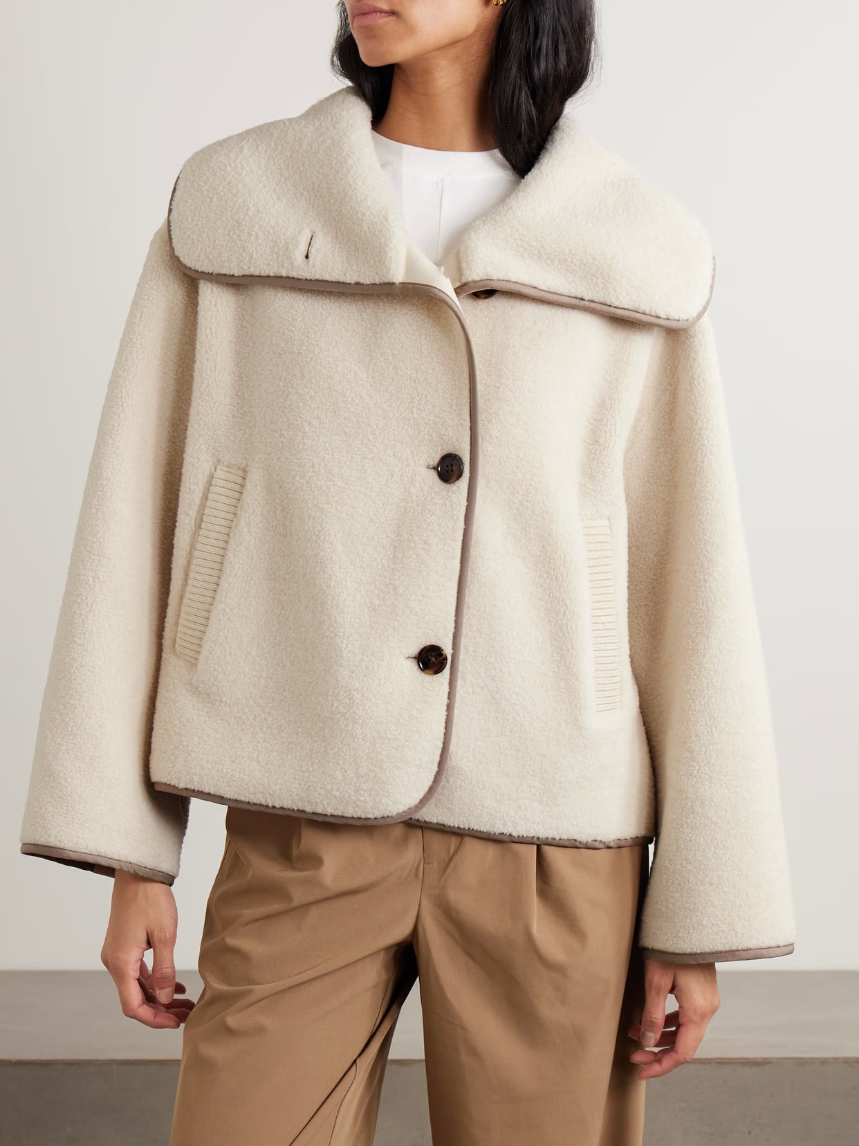 Varley - Romane Jersey-trimmed Fleece Jacket - Cream