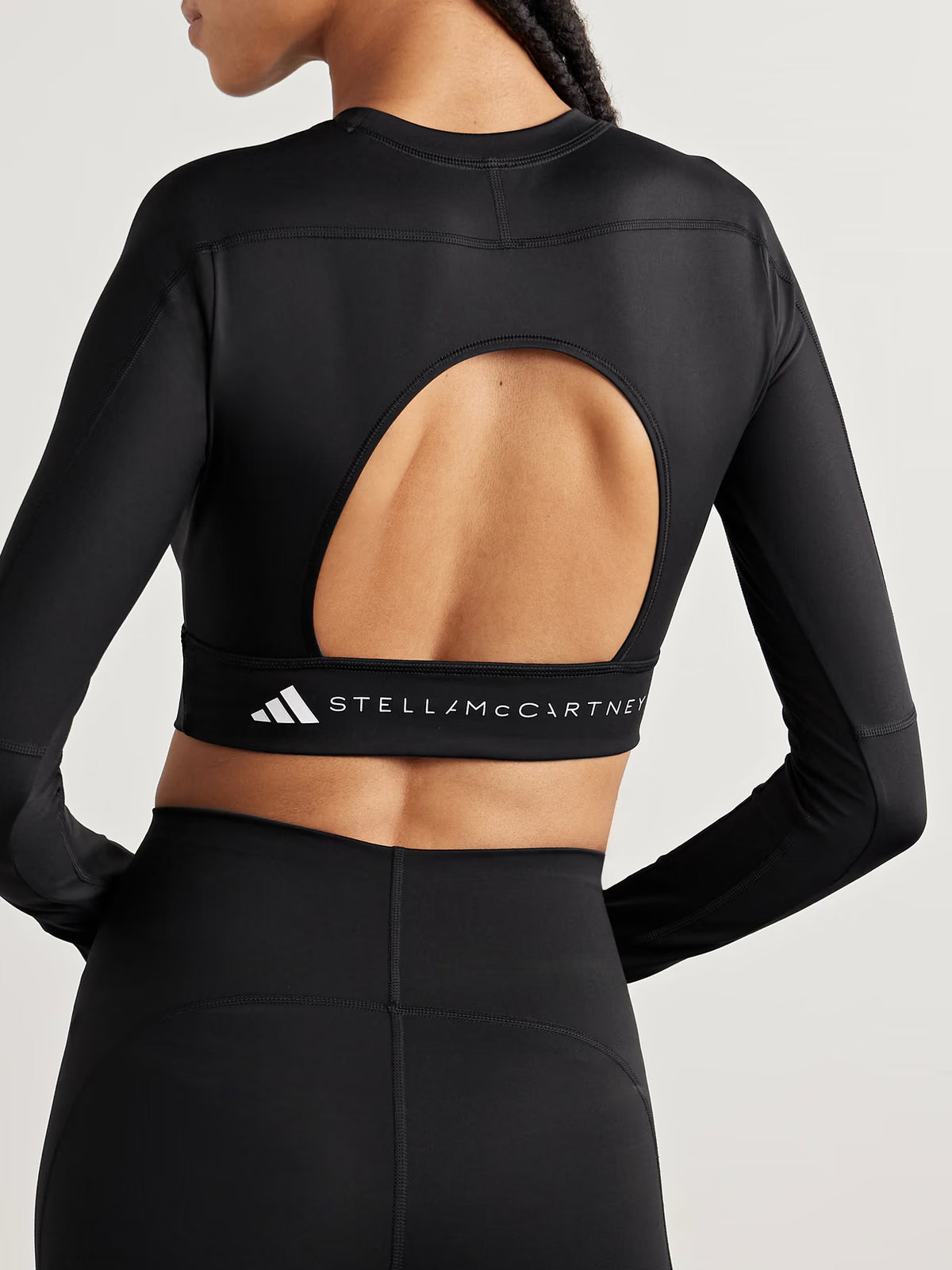 adidas by Stella McCartney - Truestrength Cutout Cropped Printed Top - Black
