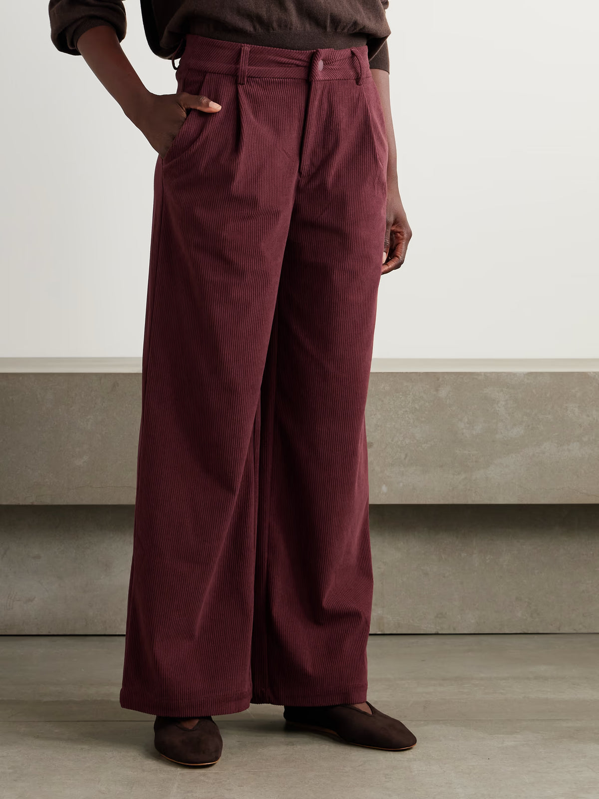 Varley - Floris Corduroy Wide-leg Pants - Burgundy