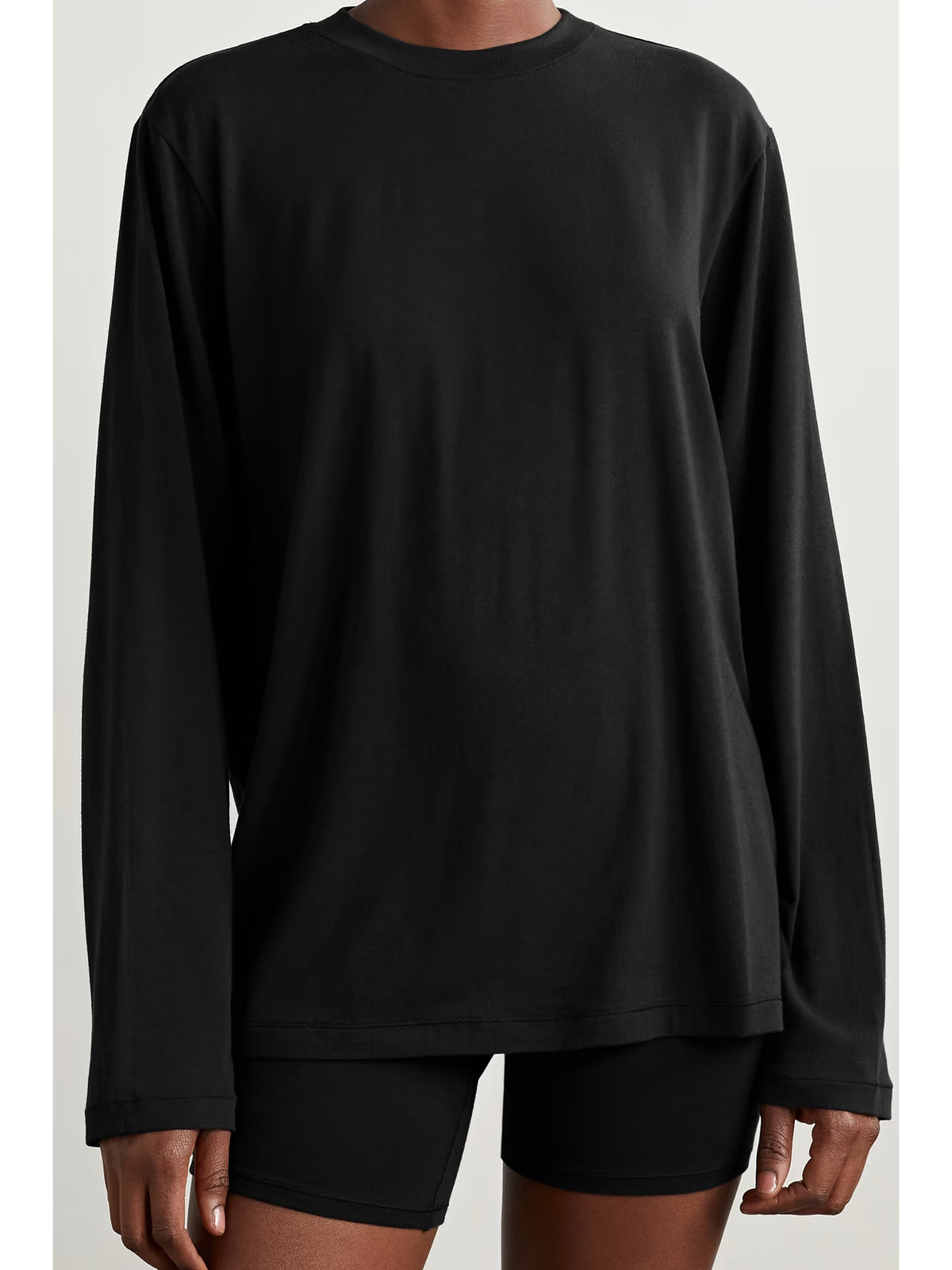 SKIMS - Boyfriend Stretch-modal And Cotton-blend Jersey T-shirt - Onyx