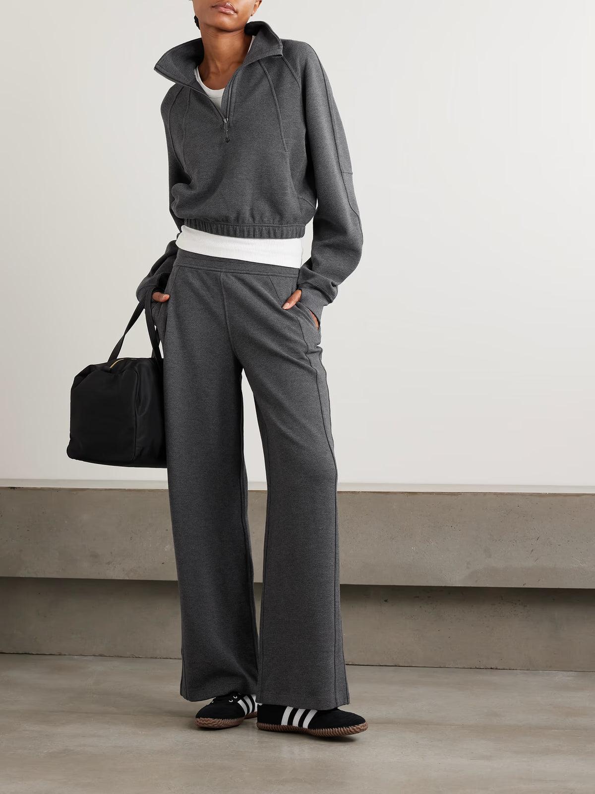 lululemon - Waffle-knit Wide-leg Track Pants - Gray