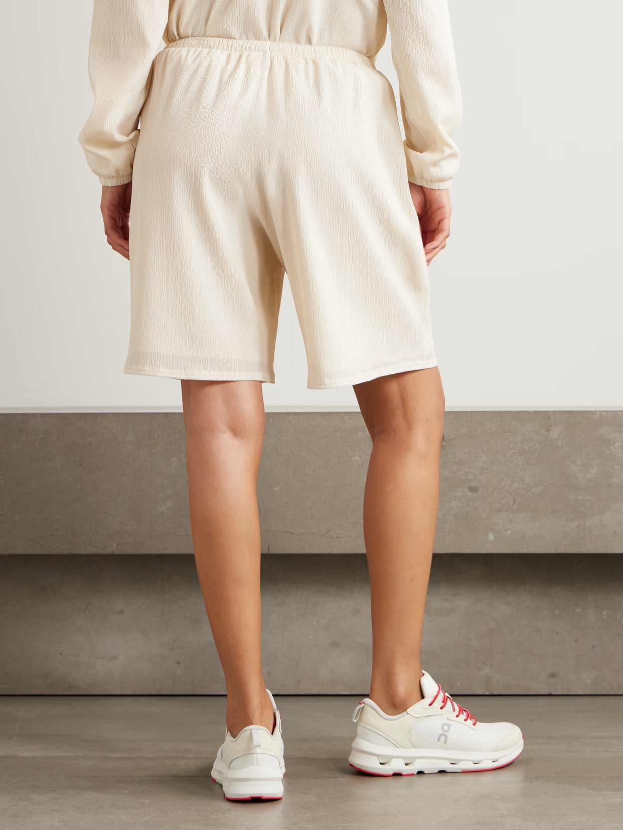ON - Crinkled Stretch-jersey Shorts - Cream