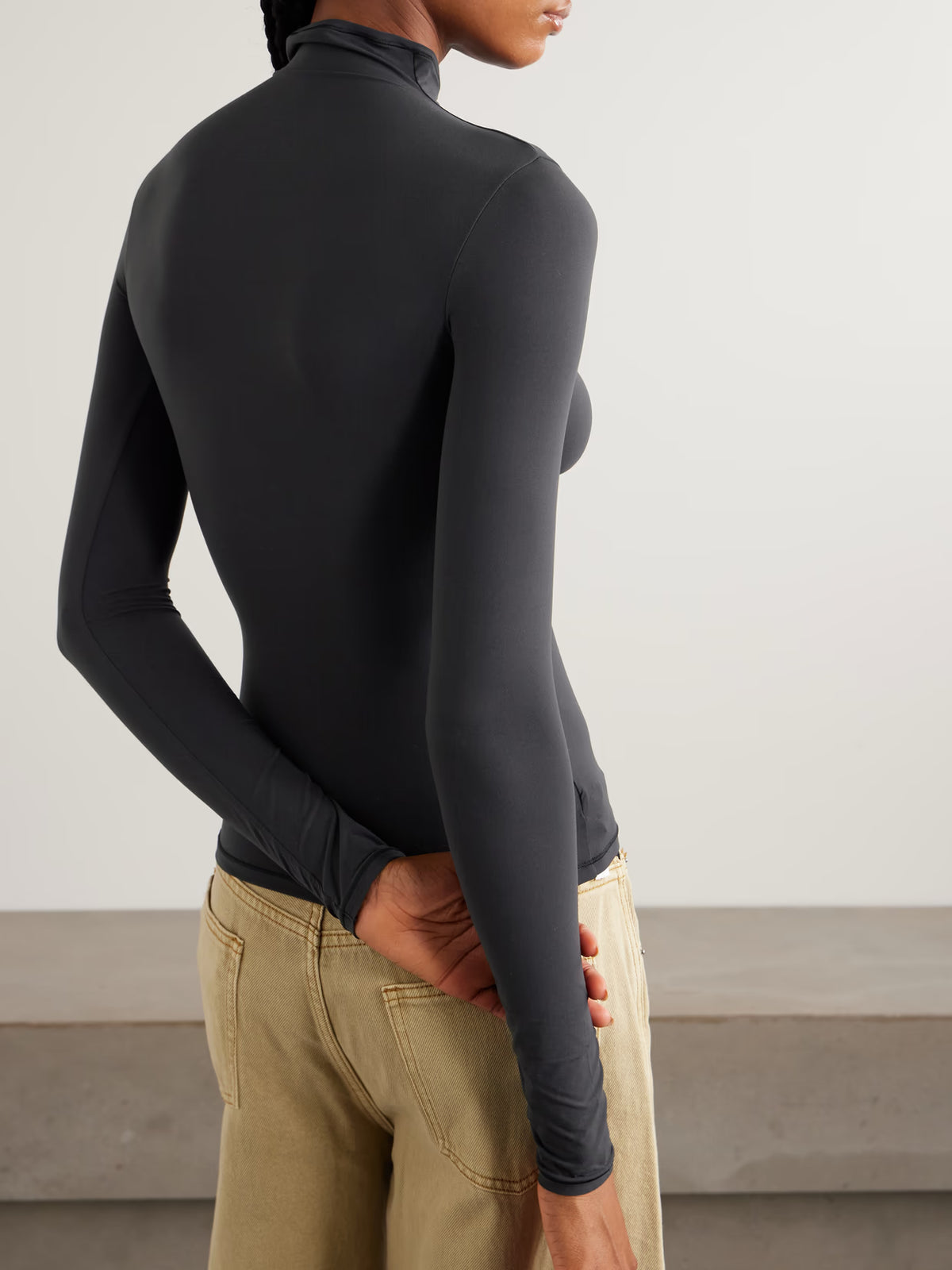 SKIMS - Stretch-jersey Turtleneck Top - Onyx