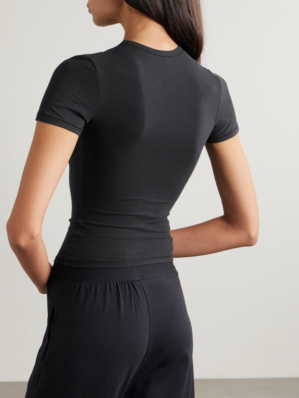SKIMS - Stretch-cotton Jersey T-shirt - Soot