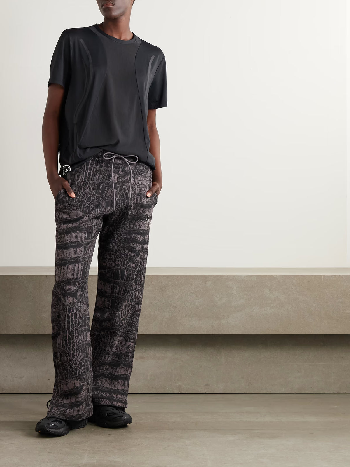 adidas by Stella McCartney - Printed Organic Cotton-jersey Track Pants - Black